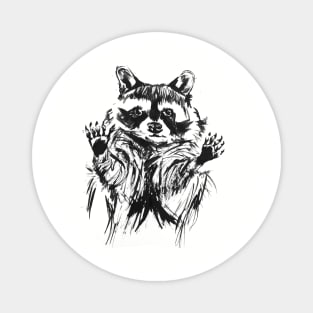 Trash Panda Boy - Raccoon Ink Illustration Magnet